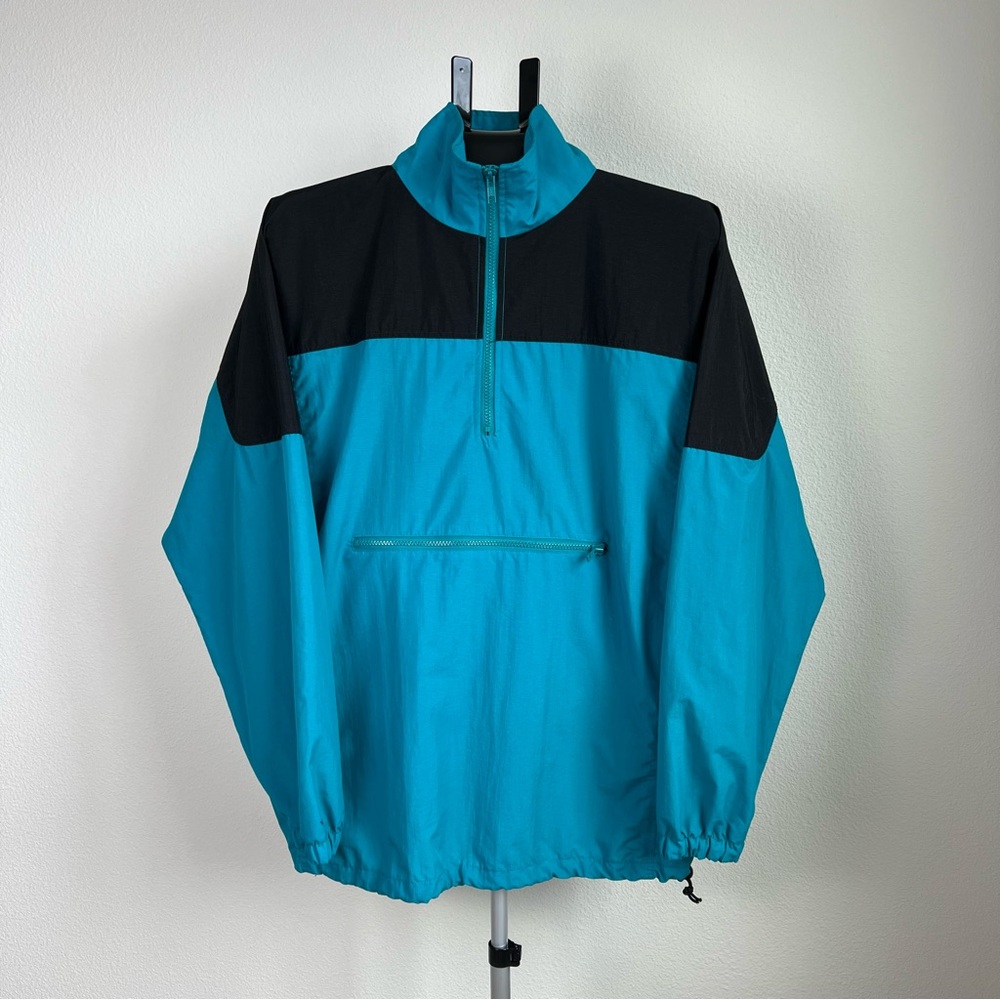 Vintage Colorado Teal Black Colorblock Windbreaker Pullover Jacket Size S